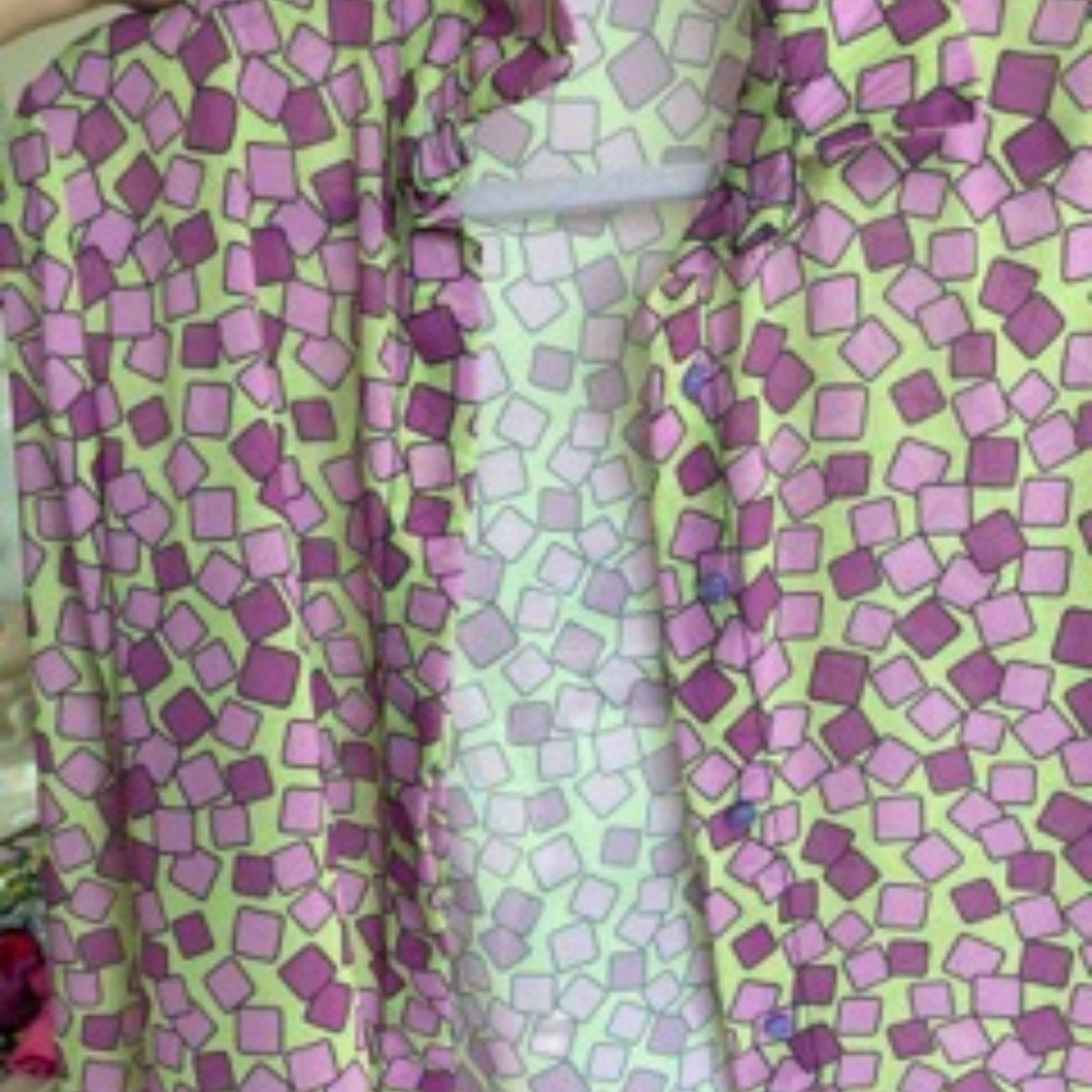 RETRO COLORFUL SHEER BLOUSE - SIZE M